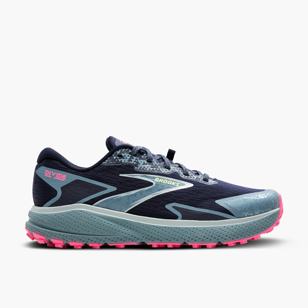 Chaussure Trail Running Brooks Divide 5 Bleu Marine Noir Rose Femme | CTG-1831728